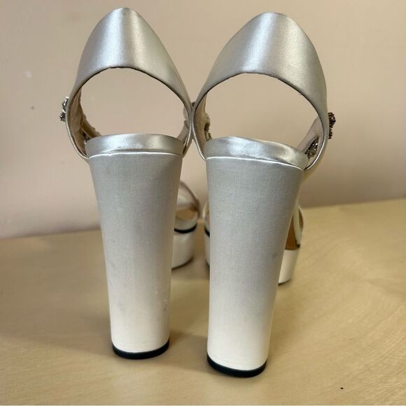 Jimmy Choo Ivory White Satina Platform Sandals 40.5 - Picture 8 of 16